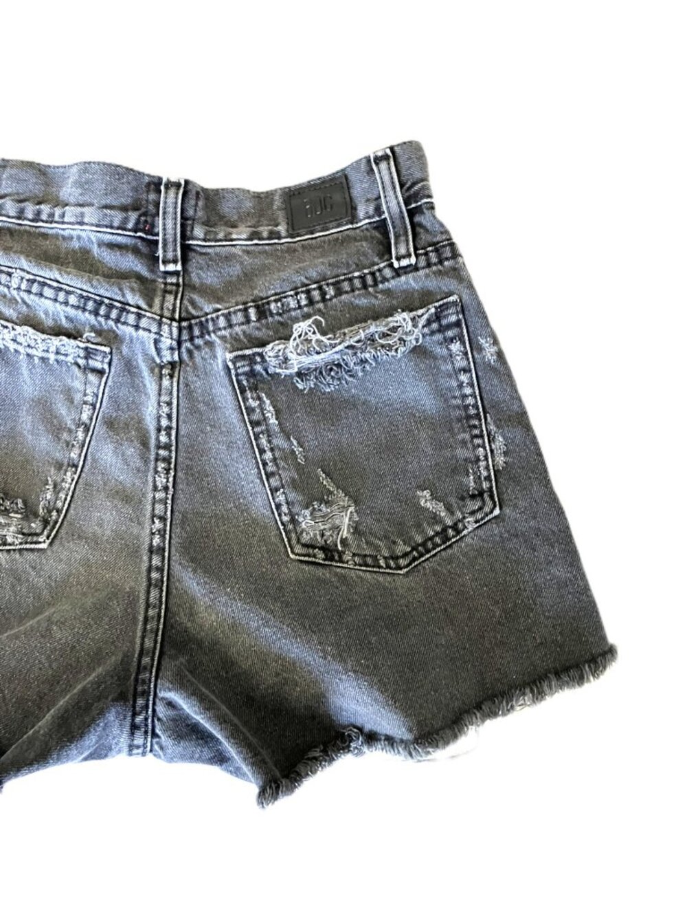 BDG Urban Outfitters A-Line Denim Shorts Women's Size 26 Grey Distressed Cutoff - Picture 11 of 13